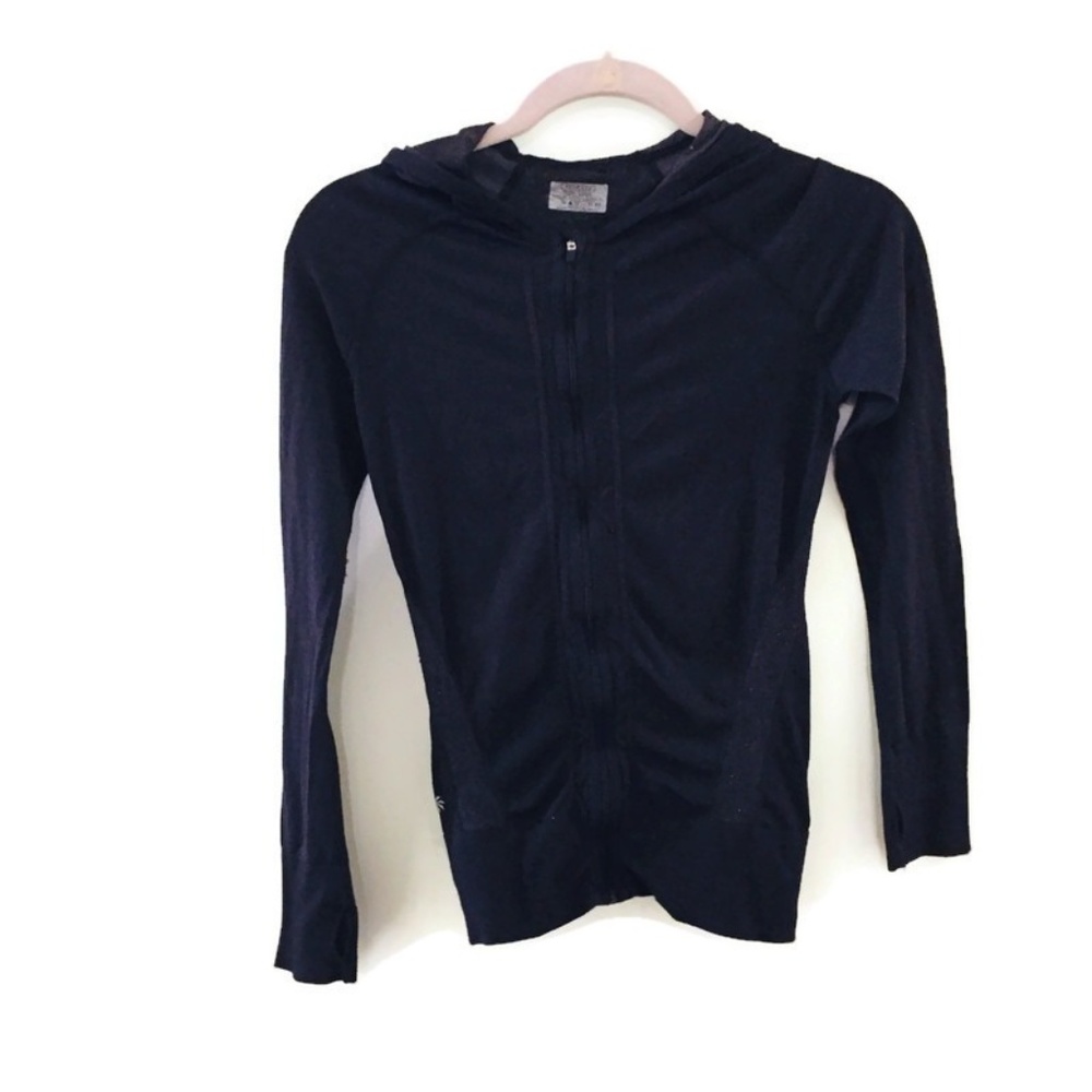 ATHLETA Black Glow zip up jacket with Hood